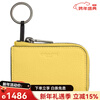 COACH 11 embossed logo zipper closure pebbled leather key bag women's yellow yellow