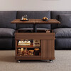 Jingxi Selection Solid Wood Folding Lift Coffee Table Small Apartment Living Room Sofa Side Cabinet Side Table Multi-Function Tea Table Walnut Color