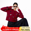 ICH MODE American short knitted sweater cardigan women's autumn and winter sweater light luxury Qiji red top lazy style wine red L