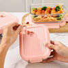 Yong Huan's new pull-tab cloud glass lunch box, microwave heating special crisper box for office workers, separated lunch box with lid, pull-tab cloud striped lunch box pink, two-piece set, large length 2 compartments, large length 3 compartments, tableware bag