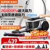 SUPOR horizontal vacuum cleaner household hurricane large suction large capacity multi-purpose carpet cleaning machine land reclamation cleaning high-power household vacuum cleaner with one-button retracting line dust collection and mite removal silver gray
