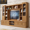 Qiaogu 2025 new new Chinese style solid wood TV cabinet living room wine cabinet multi-functional TV background cabinet film and television cabinet storage cabinet black walnut color 240cm*45cm*200cm