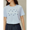INMAN casual letter embroidered round neck short-sleeved T-shirt 2026 spring women's new versatile loose blue top light blue L