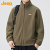 JEEP Jeep Polar Fleece Jacket Men's Autumn and Winter Cardigan Sweater Jacket Warm Top Men's Military Green XL