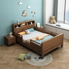 Children's solid wood bed with guardrails dormitory student single bed 1.5 meters simple small apartment bedroom bed with lights solid wood single bed door-to-door delivery 1.5 meters * 2.0 meters frame structure