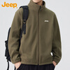JEEP Jeep Polar Fleece Jacket Men's Autumn and Winter Cardigan Sweater Jacket Warm Top Men's Military Green XL