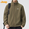 JEEP Jeep Polar Fleece Jacket Men's Autumn and Winter Cardigan Sweater Jacket Warm Top Men's Military Green XL