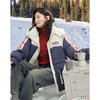 Demana Snow Loves Winter Winter Warm 90 Duck Down Hooded Windproof Stand Collar Contrast Letters Down Jacket for Women