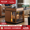 Genji Muyu solid wood dining table multi-functional bar table restaurant retro cherry wood side cabinet 0.8m pure black slate island