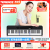 Terrence TS04 smart electronic keyboard lights up and plays the piano for beginners, adults and children, 61-key portable keyboard instrument, cool black + lifelong piano learning APP + piano bag + piano stand