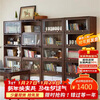 Xiangmuyu solid wood bookshelf with glass door bookcase storage cabinet floor-standing combination cabinet home storage cabinet