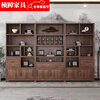 Zhenzhen new Chinese style old elm tea room display cabinet solid wood archaic shelf office cabinet bookcase Duobao Pavilion wine cabinet storage cabinet three-piece set
