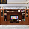 Qiaogu 2025 new new Chinese style solid wood TV cabinet living room wine cabinet multi-functional TV background cabinet film and television cabinet storage cabinet black walnut color 240cm*45cm*200cm