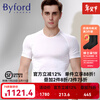 BYFORD\Baifu men's mulberry silk T-shirt short-sleeved shopping mall bottoming shirt sports bra business bottoming top MW7405 white (beige) L
