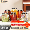 Extreme space sealed jar hexagonal storage bottle glass jar 380ml glass bottle sealed jar honey bottle can bottle 6 pack