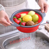 Tuojin double-layer folding drain basket silicone vegetable washing basket round retractable water filter basket fruit storage basket fruit plate clear fresh green square large