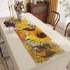 Yusenyi dining table leather table runner no-wash waterproof oil-draining TV cabinet table mat oil painting coffee table mat sideboard cupboard cover Sunflower 33CMx200CM (can be cut and customized)