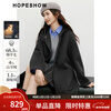 Red sleeve MIU college style woolen coat 2025 winter new women's hooded temperament mid-length double-sided woolen coat dark gray 080 M
