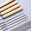 Jiaqi stainless steel barbecue skewers, flat skewers, outdoor mutton skewers, barbecue skewers, steel skewers, iron skewers, round skewers, full set of grilling round skewers (10 pieces)