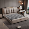 Light luxury style leather bed with light double bed 1m8 master bed 2m large bed wedding bed secondary bed 1m5 single bed bed + 5D honeycomb latex mattress + cabinet 1 + package installation 2.0*2.2m full bed bed frame