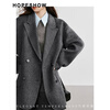 Red sleeves high-end woolen coat winter new women's commuter lapel collar temperament long hair double-sided woolen coat ash 056 S
