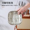 Kitchen multifunctional drain knife holder chopstick cage spoon storage rack khaki white knife holder + drain base