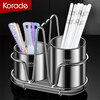 Korade chopstick barrel 316 stainless steel kitchen chopstick cage knife and fork spoon chopstick storage rack countertop tableware mildew-proof drain barrel 316 stainless steel chopstick barrel double-ended round + (with drain tray)