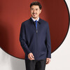 Hongdu wool mulberry silk jacket men's lapel zipper style work formal wear business jacket middle-aged men's jacket dark blue 88 wool 12 silk JT7819-1 M (170/88A)