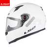 LS2 motorcycle helmet for men and women, all-season racing anti-fog 3C running helmet, go-kart all-season safety helmet FF358 flash white (free anti-fog patch + hood) XXXL (61-62 head circumference recommended)