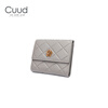 Cuud rhombus pattern short wallet for women, fashionable cowhide coin, multiple card slots, card holder, integrated wallet, birthday gift for girlfriend, gray