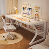 Humanities Chengjia computer desk desktop simple e-sports game table home office desk study table girls bedroom writing table C-shaped double-layer reinforced white 80*50cm single table