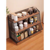 Desktop storage rack on the dining table to store artifacts floor-standing snack rack on the table kitchen countertop seasoning multi-layer organizer double-layer large black walnut board double grid
