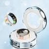 AFTERMATHSR18M smart ring for women, sports pedometer, heart rate, blood oxygen, running, waterproof, Bluetooth, enamel craft ring, gold, screen display, counter function with charging compartment, No. 11 (finger circumference 64.6mm)
