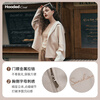 Olrain Suede Hooded Short Jacket Women's Autumn Casual Top Cream Apricot (Second Batch) M