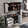 Miling 2025 new style modern simple light luxury wine cabinet multi-functional tea kitchen storage living room customized against the wall bright gray 80 double layer delivery and installation double door