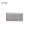 Cuud long women's wallet fashionable rhombus leather large capacity women's coin wallet bag birthday gift for girlfriend gray