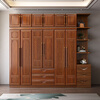 Hengyun Wardrobe New Chinese Style Golden Rosewood Wardrobe with Drawers Bedroom Home Locker Top Cabinet Wardrobe Z8628-1 Six-Door Wardrobe with Center Drawer Golden Rosewood