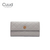 Cuud long women's wallet fashionable rhombus leather large capacity women's coin wallet bag birthday gift for girlfriend gray