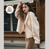 Olrain Suede Hooded Short Jacket Women's Autumn Casual Top Cream Apricot (Second Batch) M