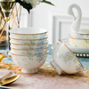 Yichen Jingdezhen ceramic tableware household 4.5-inch tall rice bowl European style light luxury rice bowl dreamy flower shadow