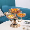 Flower Language Four Seasons European Crystal Glass Multi-layer Rotating Fruit Plate Modern Home Living Room Coffee Table Luxurious Snack Candy Plate Ornaments Five-Connect Plate Ceramic Base Rotatable