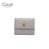 Cuud rhombus pattern short wallet for women, fashionable cowhide coin, multiple card slots, card holder, integrated wallet, birthday gift for girlfriend, gray
