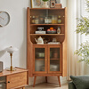 JIAYI solid wood corner cabinet sideboard corner cabinet living room dining room triangle cabinet corner cabinet cabinet wine cabinet display cabinet cherry wood color