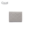 Cuud rhombus pattern short wallet for women, fashionable cowhide coin, multiple card slots, card holder, integrated wallet, birthday gift for girlfriend, gray