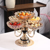 Flower Language Four Seasons European Crystal Glass Multi-layer Rotating Fruit Plate Modern Home Living Room Coffee Table Luxurious Snack Candy Plate Ornaments Five-Connect Plate Ceramic Base Rotatable