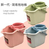 Thickened hand-pressed plastic mop bucket with wheels, rotating squeeze bucket, lazy person's water-free mopping artifact, rectangular portable wide dehydration bucket, cleaning single bucket, pressed dry mop bucket, newly upgraded cooked glue, thickened and resistant to falling, light blue