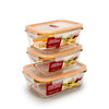 LOCK&LOCK heat-resistant glass crisper, microwave lunch box, lunch box for office workers, students, lunch box, fruit meal crisper bowl, three-piece set