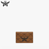 90% new MCM LOGO printed artificial leather coin purse card holder bifold wallet unisex cognac color Valentine's Day gift