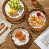 Sheli imitation rattan woven snack basket snack plate French fries plate fried chicken dinner plate home fruit basket restaurant snack plate steamed bun basket round shallow basket - large (diameter 28.5cm)