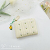 Woodpecker (TUCANO) wallet wallet for schoolgirls, cute, fresh, mini, compact, exquisite zipper, multiple card slots, card holder, all-in-one bag, white embroidered flowers